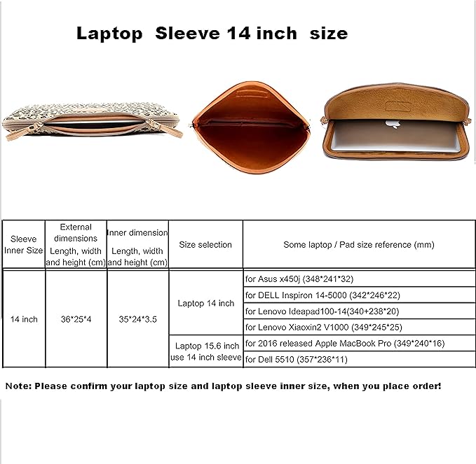 XSKN 14 inch Yellow Cheetah Zipper Canvas Fabric Stylish Leopard's Spots Print Style Laptop Sleeve for MacBook/Dell/HP/Lenovo/Sony/Toshiba/Acer/Samsung/Haier etc.