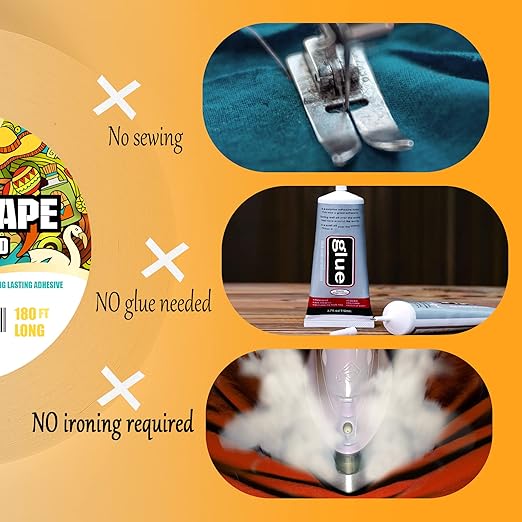 Fabric Tape - Double-Sided, Strong Adhesive Cloth Tape, No Sewing or Ironing, Gluing, Alterations and Hemming - 1/2inch Wide, 180FT Long