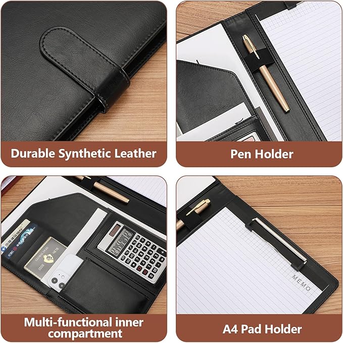Personalized Portfolio - Customized Leather Portfolio with Personalized Logo or Text - Ideal for Resumes, Interviews, and Professional Business Use, Pink