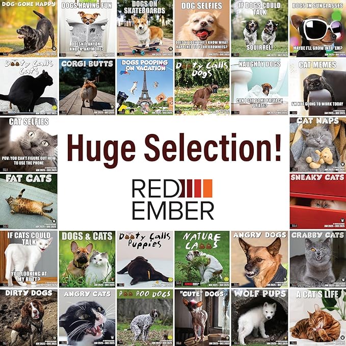 RED EMBER Angry Dogs 2025 Wall Calendar 12 Month | 12" x 24" Open | Thick & Sturdy Paper | Giftable | Calendar 2025