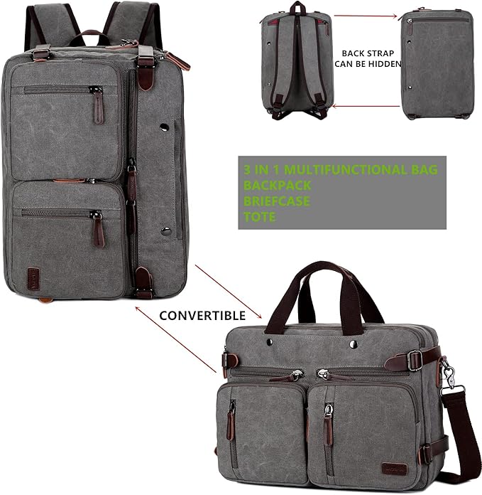 BAOSHA Convertible Briefcase Backpack 17 Inch Laptop Bag Case Business Briefcase HB-22