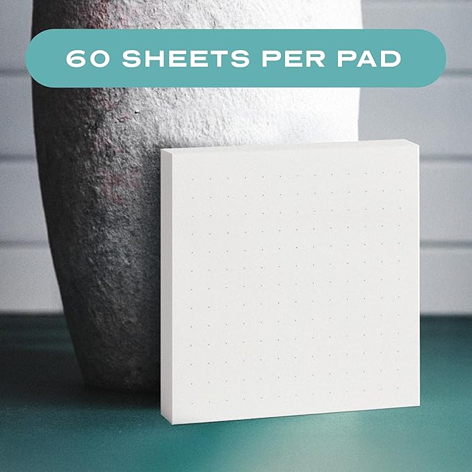 Sticky Notes Dots Grid 12pk | 3x3 Inch Small Self Stick Notepads for Desk and School Supplies