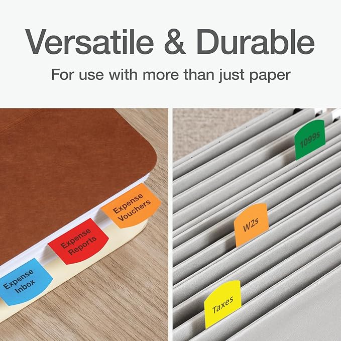 Redi-Tag Laser Printable Tabs, Permanent Index Tabs, Customizable Adhesive Labels, Assorted Primary Colors, 1.125" x 1.25", 100 Per Pack (1006555)