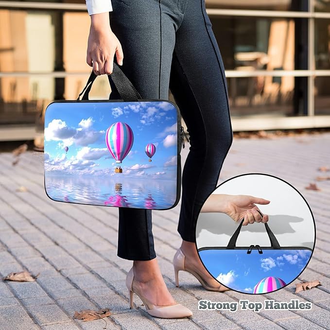 Universal Tablet Laptop Sleeve Case 10 inch, Hot Air Balloon Slim Carrying Case Durable Handbag Travel Laptop Bag for 7 to 10-inch Laptops/Notebook/Kids Tablet/ipad/eBook Readers