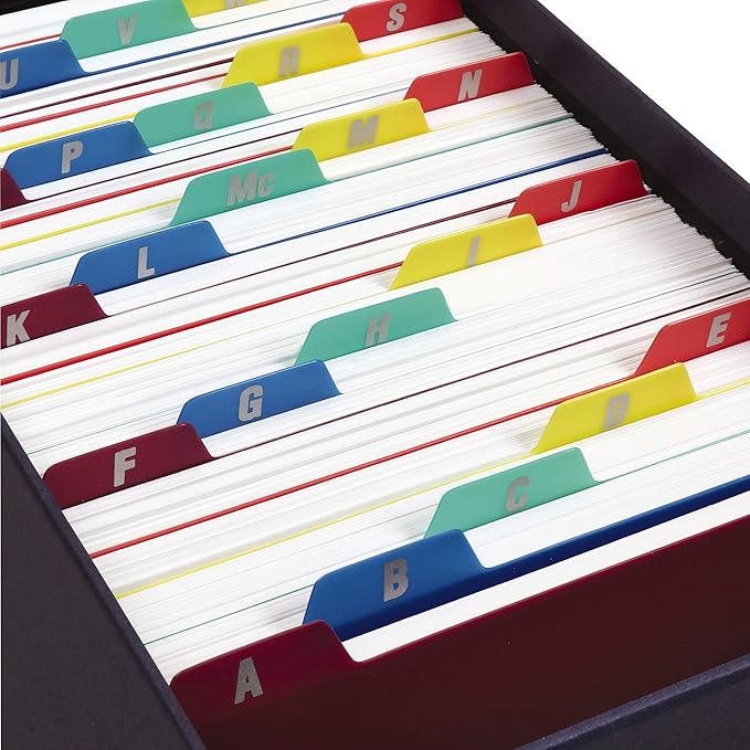 Oxford Poly Index Card Guides, Alphabetical, A-Z, Assorted Colors, 4" x 6" Size, 25 Guides per Set (73154)