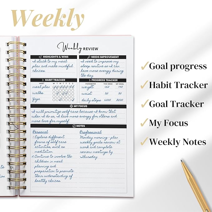 Life & Apples Wellness Journal Pro for Healthy Living - Daily Planner Journal with Agenda, Food Journal, Fitness and Self-Care - Track Weight Loss Diet and Health Goals - 7X10 Inch, Undated, Find Joy