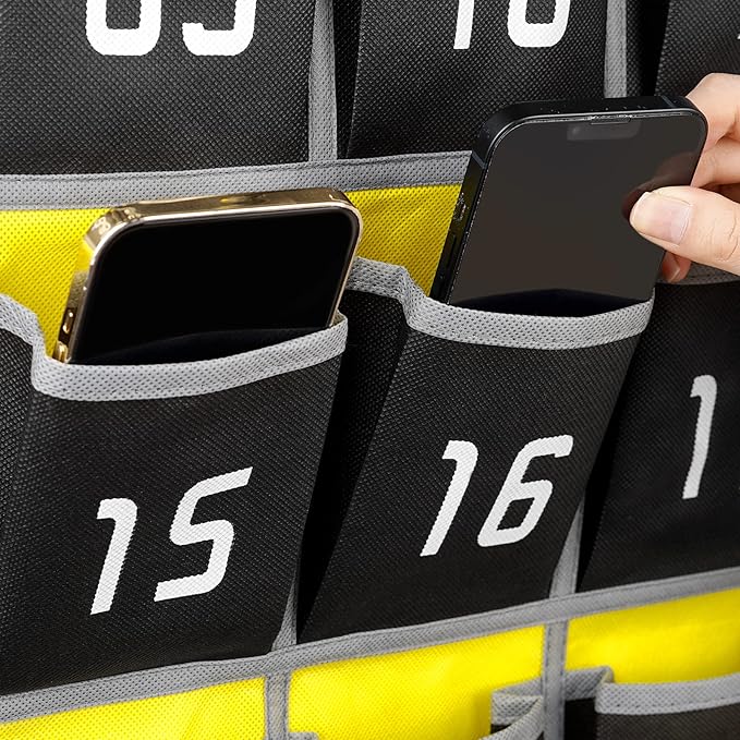 Loghot Numbered Classroom Sundries Closet Pocket Chart for Cell Phones Holder Wall Door Hanging Organizer (36 Pockets Black)
