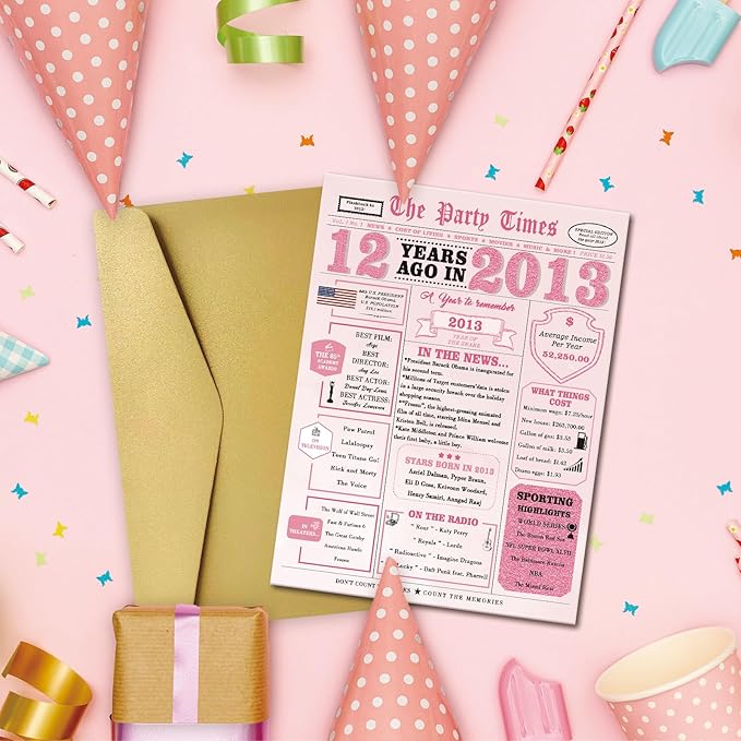 12 Year Old Girl Birthday Gifts，12th Birthday Decorations for Girls，12th Bday Card，12 Year Old Bday Decorations for Daughter Granddaughter Niece