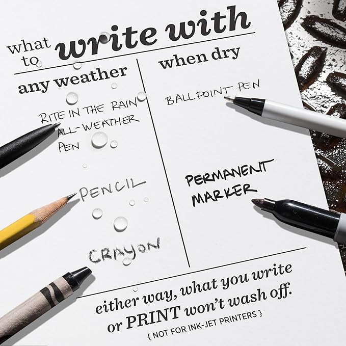 Rite in the Rain Weatherproof Copier Paper, 8.5" x 11", 20# White, 200 Sheet Pack (No. 8511X)