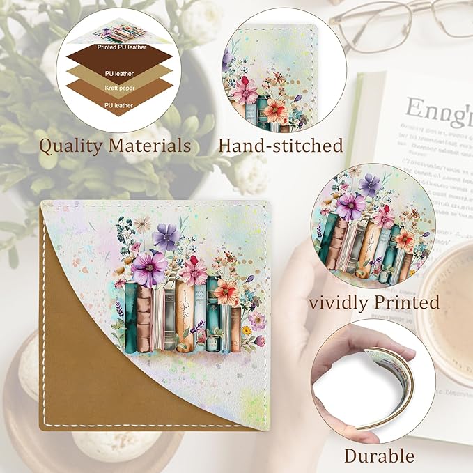 Floral Book Corner Bookmarks, Cute Leather Book Accessories for Book Lovers, 3 Pcs Reading Book Page Markers for Women Men Student Teacher Retirement Birthday Gifts