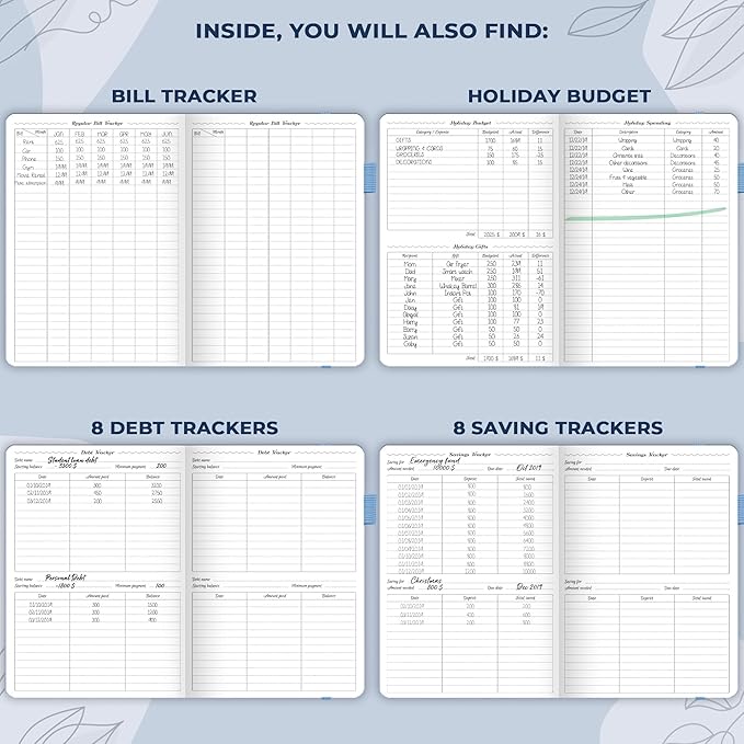GoGirl Budget Planner – Monthly Financial Planner Organizer Budget Book. Expense Tracker Notebook Journal to Control Money, Compact (Light Blue)