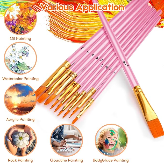 Easter Gifts for Kids, Teen Girl Girls Trendy Stuff, Easter Basket Stuffers, Soucolor Acrylic Paint Brushes Art Set for Acrylic Painting Oil Watercolor Canvas Boards Egg Rock Body Face Nail