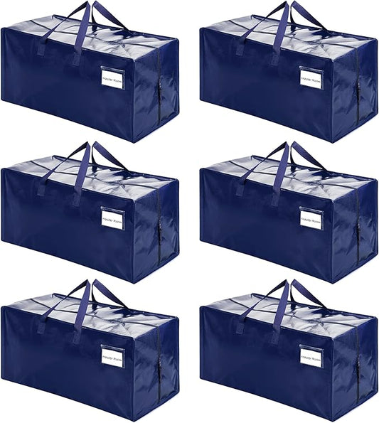 VENO 6 Pack Moving Bags w/Backpack Straps, Moving Boxes & Storage Bins Alternative, Packing Supplies, Camping Accessories Totes for Storage, Dorm Room Essentials Storage Bags (Blue, 6 Pack)
