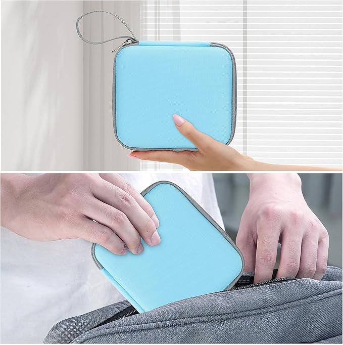 HBCX Mini Printer Case,Hard Protective Box,Portable High-capacity Travel Carrying Case,Suitable for Thermal Inkless Sticker Photo Printer,Label Marker,Instant Print Camera(Only Blue Case)