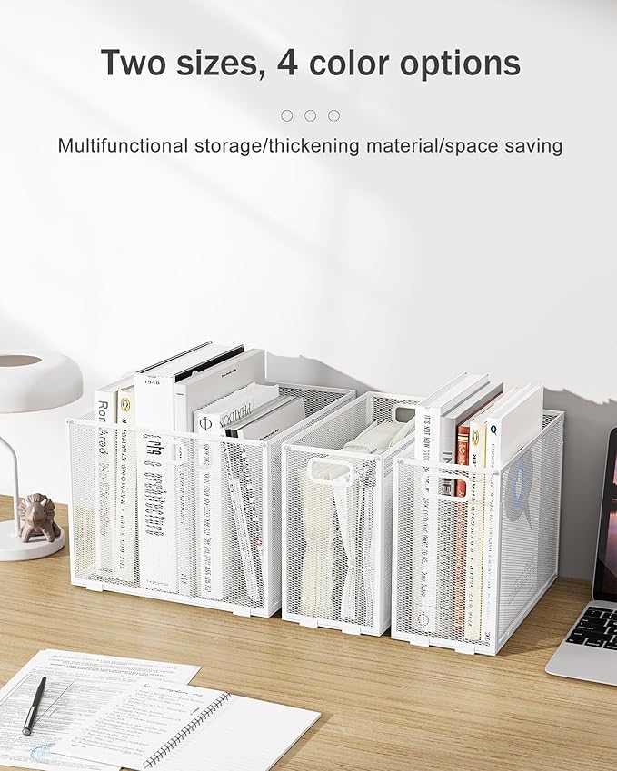 Oterri Hanging File Organizer, Metal File Organizer, Portable Desktop File Organizer for Letter Size Folder, Mesh Hanging File Crate for Office,Folders Not Included(Pure White,1 Pack)