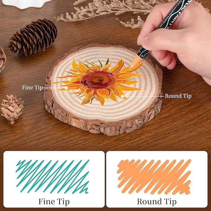 SMOOTHERPRO Acrylic Paint Markers, 36 Colors Dual Tip Acrylic Paint Pens for Wood, Rocks, Canvas, Pumpkins, Fabric Markers Set for Glass, Plastic, Ceramic, DIY, Easter, Gift(DAP36)