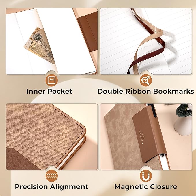 Lined Leather Journals for Writing B5 Large Journaling Notebooks with 100 GSM Thick Paper Journal Notebook for Men & Women with Buckle Closure, 7.28" x 10.23", Brown
