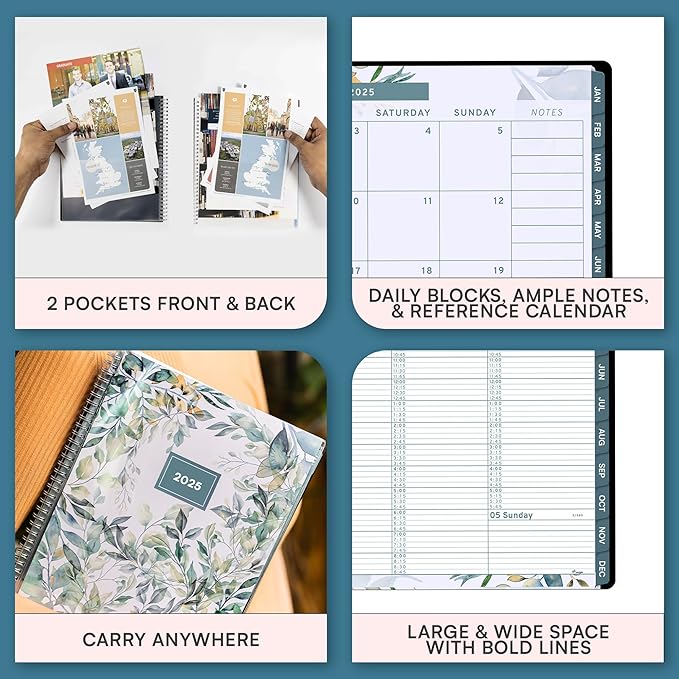 2025 Appointment Book & Planner- Ensight 6.5 x 8.5 inches, Large Tabbed Daily Hourly Weekly Planner, Calendar & Schedule Book 15-Minute time Slots, Business & Personal Planner Jan 2025- Dec 2025- Floral
