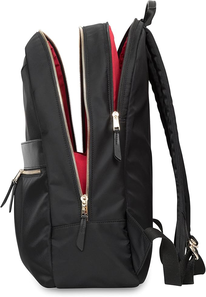 KNOMO Beaufort 15.6" Laptop Backpack Work Bag Purse for Women Large Travel Rucksack with Golden Zip, Black