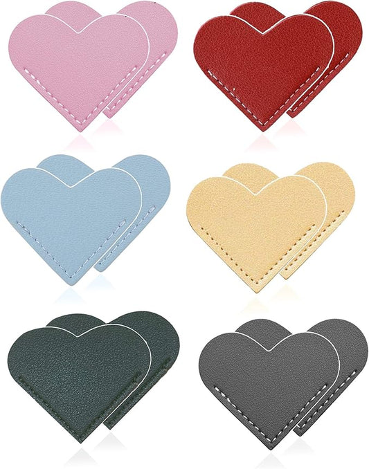 12 PCS Leather Bookmarks for Women with Heart Shape, Cute Corner Bookmark, Book Accessories for Reading Lovers, Book Markers for Women, Bookmarks for Book Lovers by HNQCPCVU (12PCS Heart)
