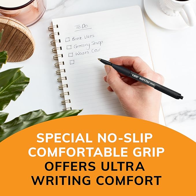 BIC Soft Feel Assorted Colors Retractable Ballpoint Pens, Medium Point (1.0mm), 36-Count Pack, Black and Blue Pens With Soft-Touch Comfort Grip, Perfect Color Pens For Note Taking