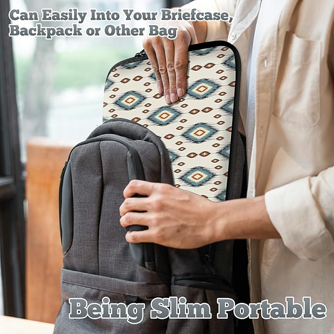 Universal Laptop Sleeve Tablet Case 12 inch, Geometric Ethnic Oriental Slim Carrying Case Durable Handbag Travel Laptop Bag for Surface Pro 9 8 7/Laptop Go 2 3, MacBook Air 11/12
