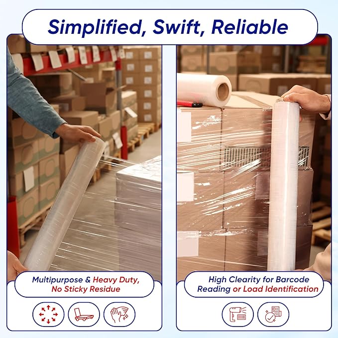 OCTOPUS Stretch Wrap, Industrial Strength 1 Roll Clear, 18” x 1500 feet, 80 Gauge (20 Micron), Heavy Duty Plastic Shrink Film for Packing, Wrapping, Bundling, Shipping, Pallets, and Moving Essentials