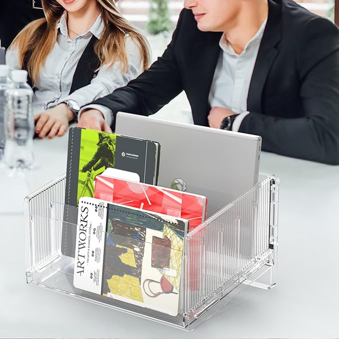 File Sorter Organizer, 5 Sections Acrylic Letter Tray for Desk, Mail Organizer Letter Holder for Envelopes, Mail, Electronics (2 PCS)