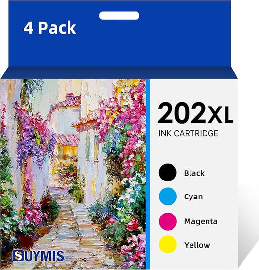 202 202XL Ink Cartridges Remanufactured Compatible for Epson 202 XL 202XL T202XL Combo Pack Work for Epson Expression Home XP-5100 Workforce WF-2860 Printer (1 Black 1 Cyan 1 Magenta 1 Yellow, 4 Pack)
