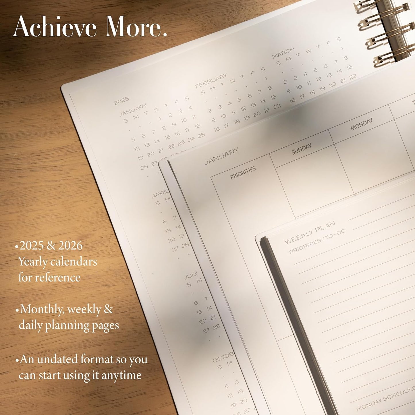 Anecdote Planner 2026 (8.5" x 10") Daily Planner Weekly Monthly Planner - 52 Weeks w/Library Buckram Cover, Brass Spiral - A4 Size Bleed-Resistant Paper – Olive Green