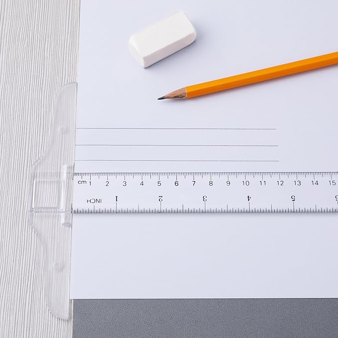 12 Inch/ 30 cm T-Square Ruler Plastic Transparent T-Ruler for Drafting and General Layout Work (4)