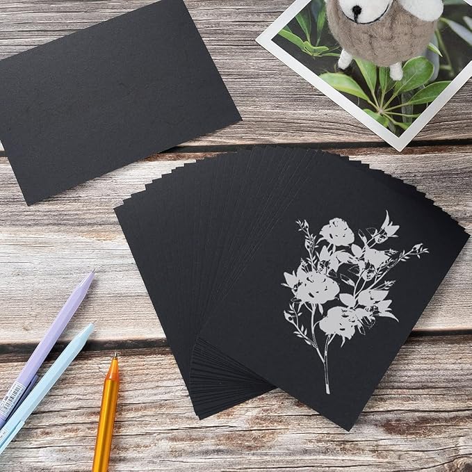 100 Pack Thick Paper Cardstock Blank Heavy Cards Stock for Invitations, Greeting Cards Making, Postcards, Photos, 250GSM Thick Paper (Black, 5x7 inches)