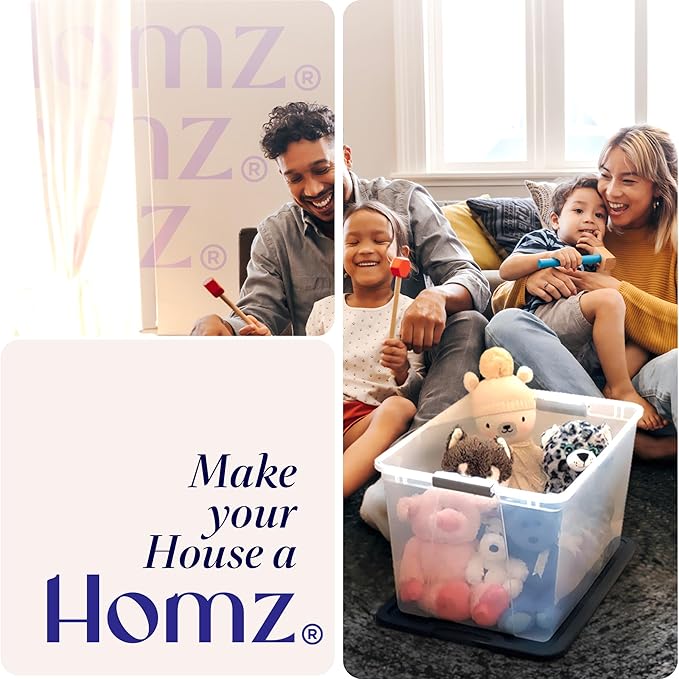 HOMZ 4-Drawer Plastic Storage Cart Organizer with Removable Wheels, Black Frame
