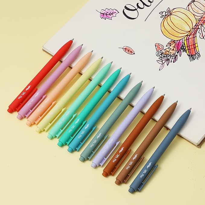 Mr. Pen- Retractable Gel Pen Pack, Assorted Colors, Fast Dry, Fine Point 0.7mm, Retractable, Cute Journaling Pens