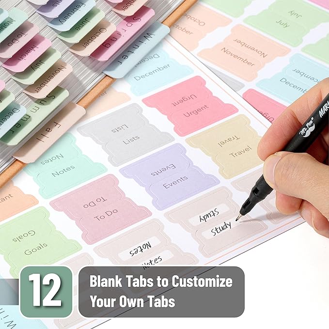 Mr. Pen- Monthly and Seasonal Tabs, 84 pcs, Planner Tabs, Monthly Tabs for Planners, Month Tabs for Planner, Monthly Planner Tabs, Planner Monthly Tabs, Monthly Stickers for Planners