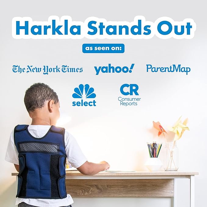 Harkla Weighted Vest for Kids - Neoprene Compression Vest - Ages 5 to 9 - Adjustable Kids Weighted Vest with 2lb weight - Breathable and Washable Compression Vest - Medium