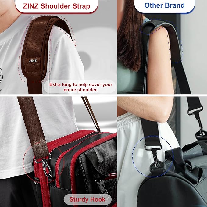 ZINZ 75" Shoulder Strap with Fixed Pad and Dual Balanced Buckles，Brown
