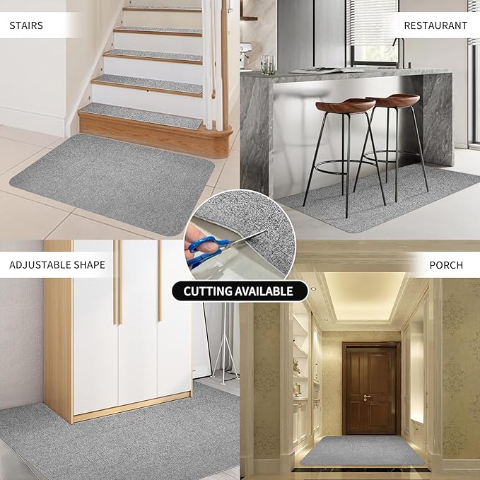 SHAREWIN Office Chair Mat for Hardwood/Tile Floor, 47"x36" Computer Gaming Chair Mat, Under Desk Low Pile Office Rug, Easy-Clean Floor Protector Mat, Light Grey