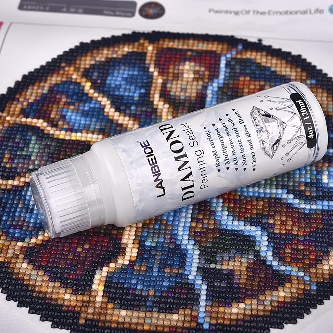 LANBEIDE Diamond Sealer 120ML, 5D Diamond Glue Permanent Hold & Shine Effect Sealer for Painting & Puzzle Glue (4 OZ)