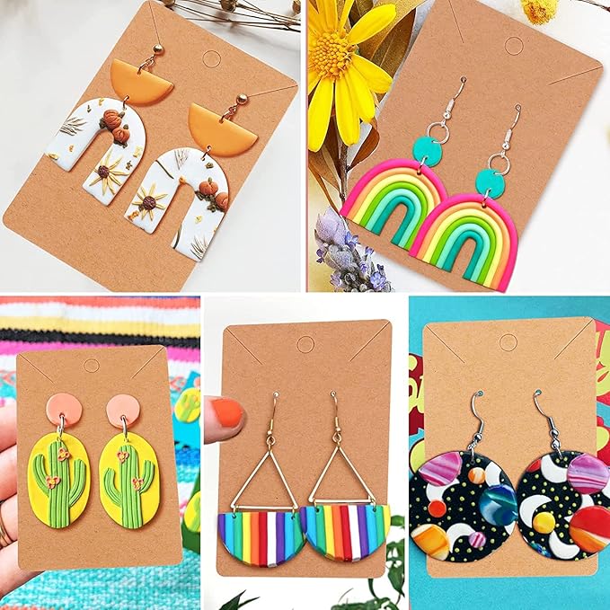 DIYOOHOMY 18 PCS Polymer Clay Cutters and Gold Foil, Making Clay Earring Jewelry Kit Molds Shape Tool Set U Geometrical Circle
