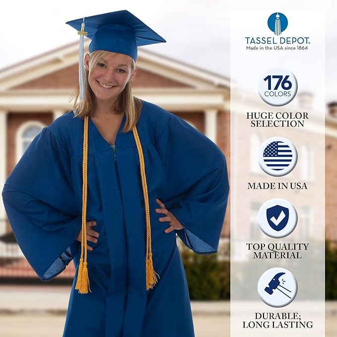 Tassel Depot Graduation Honor Cord - Black/Maroon/White - Every School Color Available - Made in USA