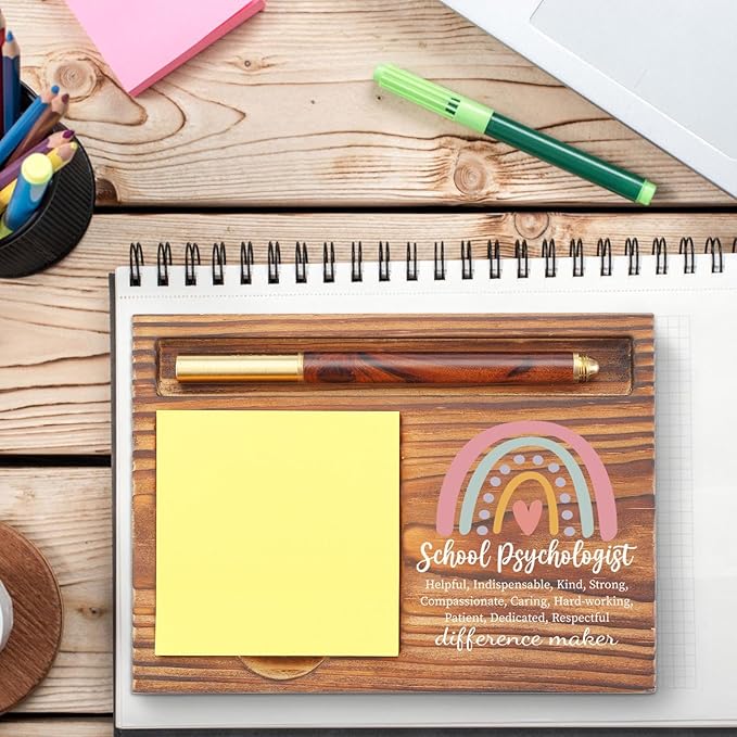 School Psychologist Gifts Sticky Note Holder, School Psych Gift Thank You Appreciation Gifts for School Counselor Therapist Guidance, School Psychology Week Gift Self-Stick Note Pad Holders TZP62