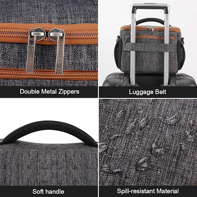 DOMISO Camera Bag Case Waterproof Anti-Shock Shoulder Bag for SLR DSLR Compatible with Nikon D90 D7000 D5300/Canon 60D 700D 5D2/Sony A580 A900/OLYMPUS/Fujifilm/Sony/Panasonic/Pentax/Samsung,Grey