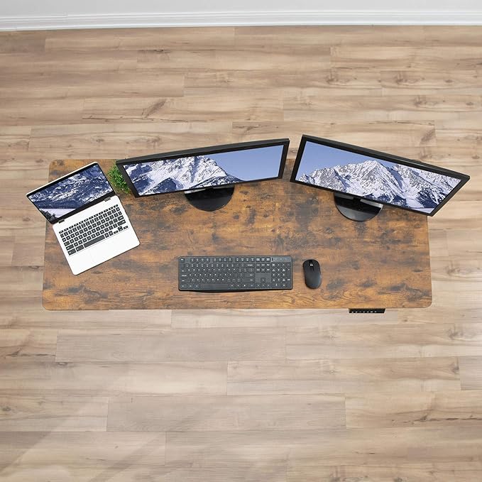 VIVO Rustic Vintage Brown 60 x 24 inch Universal Solid One-Piece Table Top for Standard and Sit to Stand Height Adjustable Home and Office Desk Frames, DESK-TOP60N