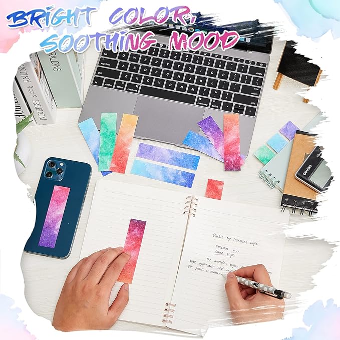 36 Pieces Anxiety Sensory Stickers Cute Fidget Textured Strips Toys Anti Stress Tactile Rough Sensory Calm Textured Strips Adhesives Anxiety Relief for Adults Teens Desk Classroom (Watercolor Style)
