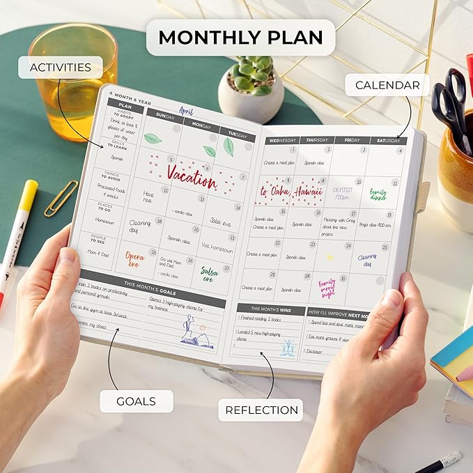 Clever Fox Daily Planner – Undated Planning Notebook with Hourly Schedule & to-Do List – Personal Day Task & Work Organizer, 6 Months (Pearl)