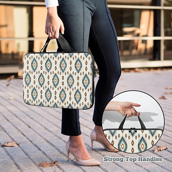Universal Laptop Sleeve Tablet Case 12 inch, Geometric Ethnic Oriental Slim Carrying Case Durable Handbag Travel Laptop Bag for Surface Pro 9 8 7/Laptop Go 2 3, MacBook Air 11/12