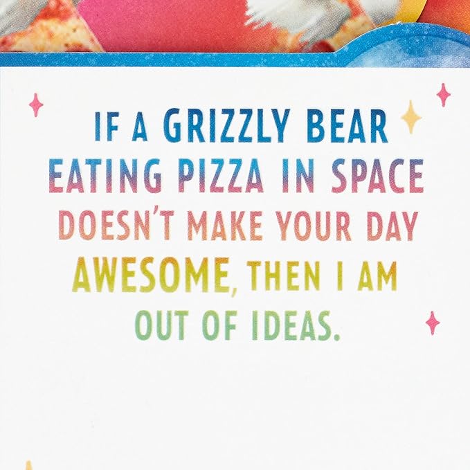 Hallmark Funny Pop Up Birthday Card for Him (Pizza Bear) Paper Wonder Shoebox 3D Card