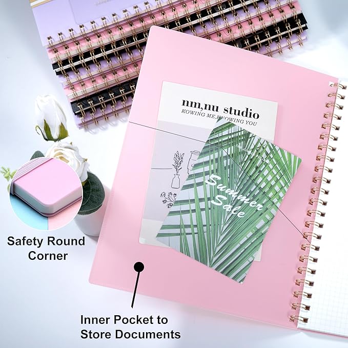 Yoment Spiral Notebook 8.5 x 11 A4 Large Notebooks for Work College Ruled Journaling Notebooks, 100 GSM Paper, Spiral Bound Journal for School Note Taking Writing, A4 Pink