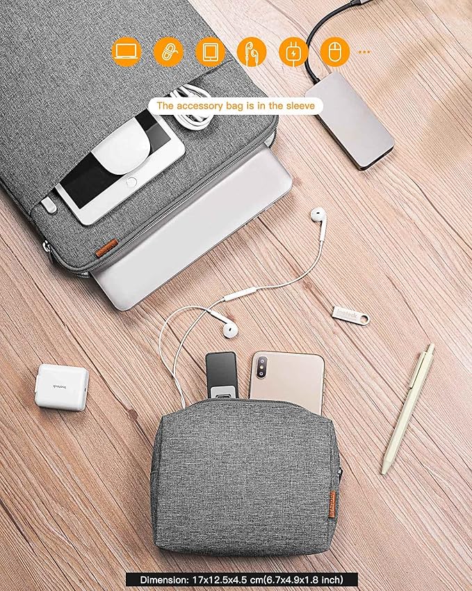 Inateck 360° Protective Laptop Bag with Accessory Bag, Compatible with 14-inch MacBook Pro/Max M4 M3 M2 M1 2021-2024, Gray